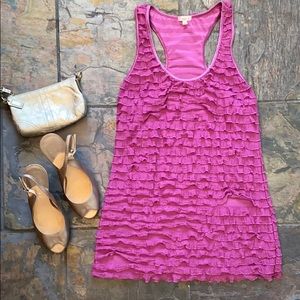 Studio Y Pink Racerback Ruffle Tunic